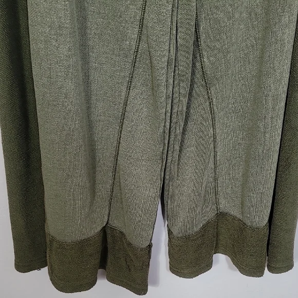Free People Half Court Wide Leg Pants Size L Olive Green Pockets Boho Elastic - Picture 6 of 16